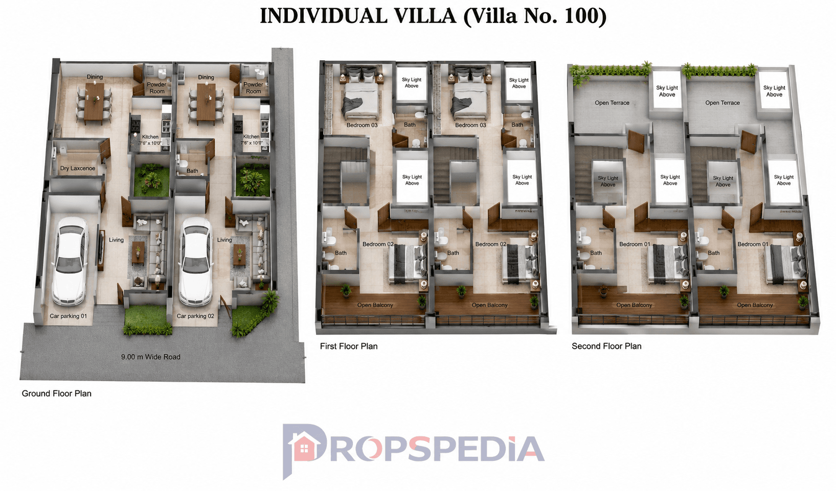 3 BHK Villa Floor Plan – DRA INARA