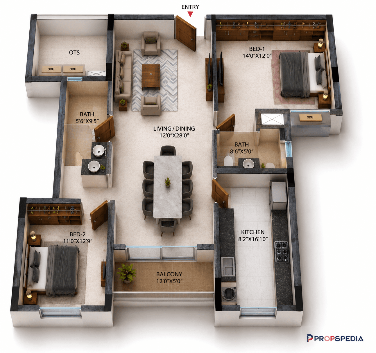 2 BHK Apartment Floor Plan – Casagrand HolaChennai