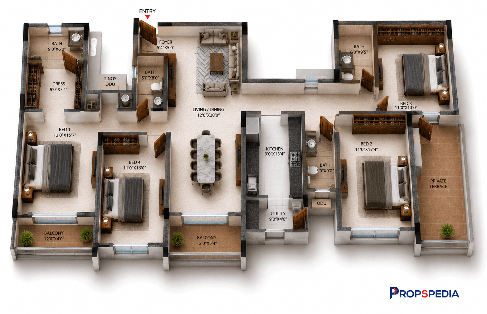 5 BHK Apartment Floor Plan – Casagrand HolaChennai