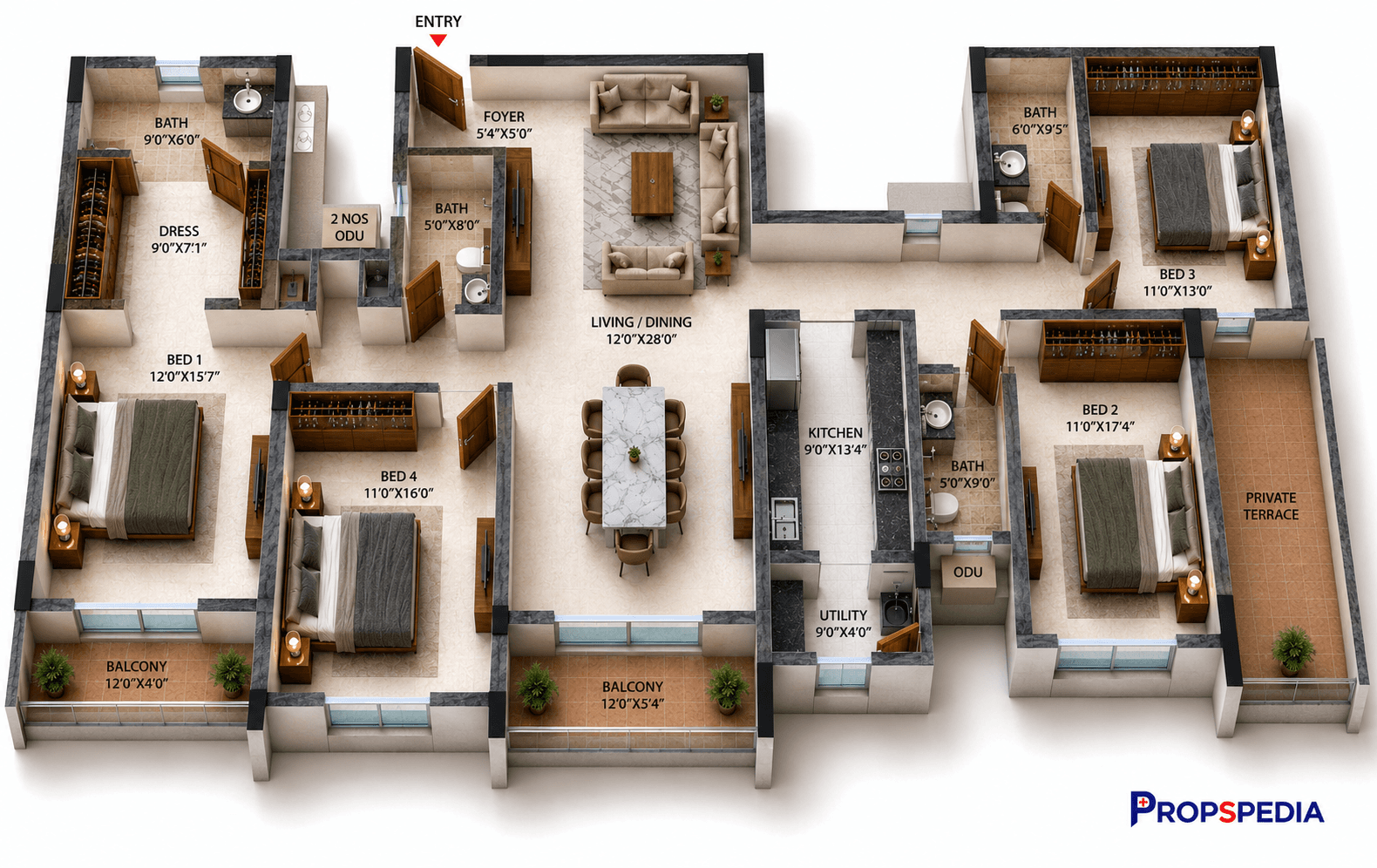 5 BHK Apartment Floor Plan – Casagrand HolaChennai