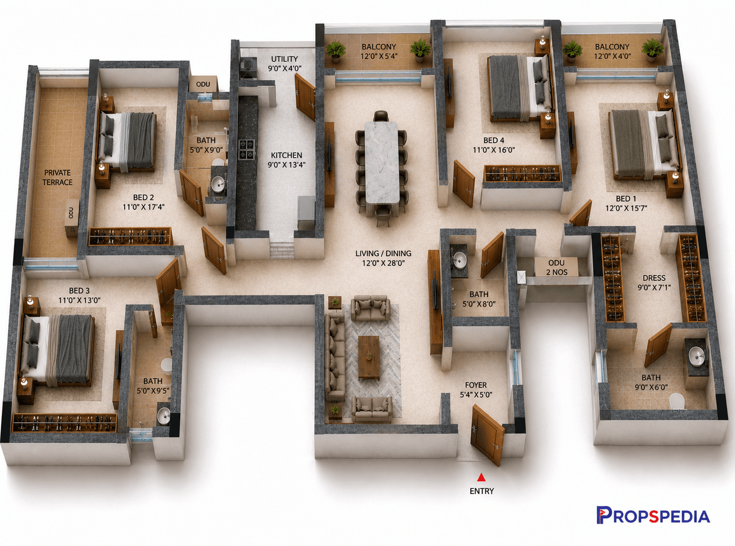 4 BHK Apartment Floor Plan – Casagrand HolaChennai