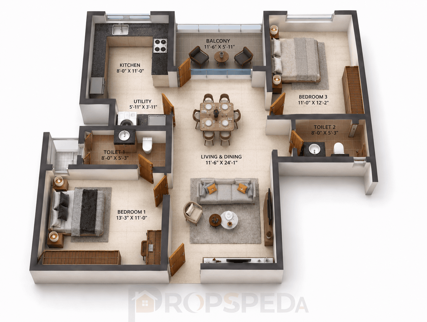 2 BHK Apartment Floor Plan – Rdiance Eternity