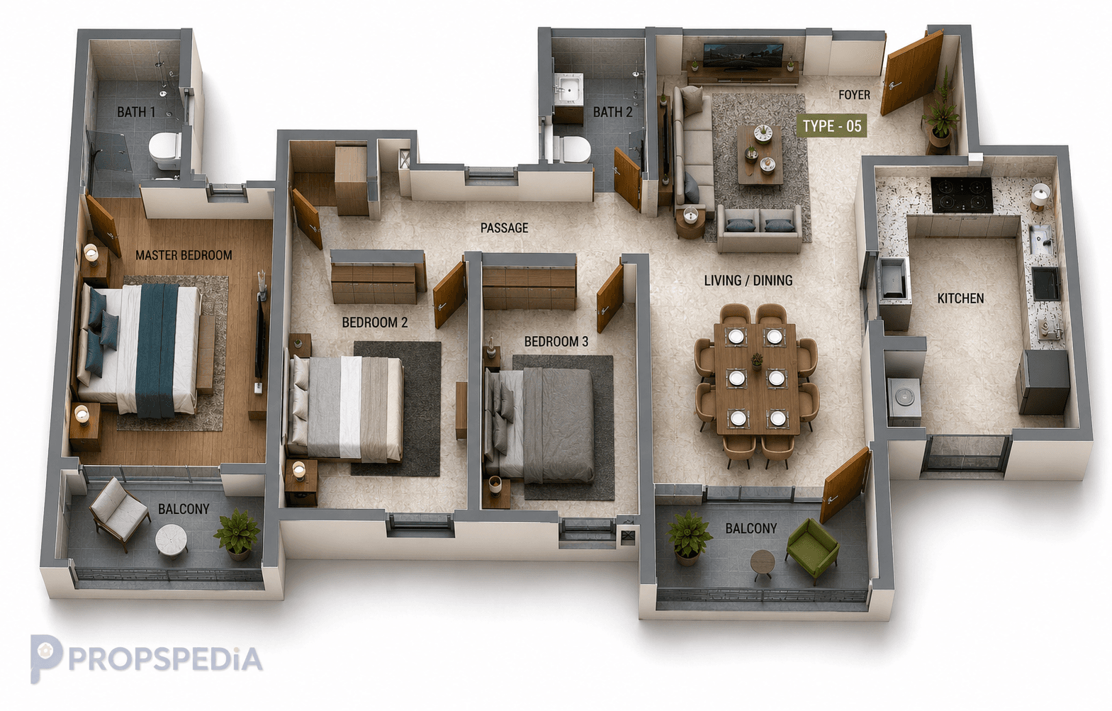 3 BHK Aparment Floor Plan – SIS Florida