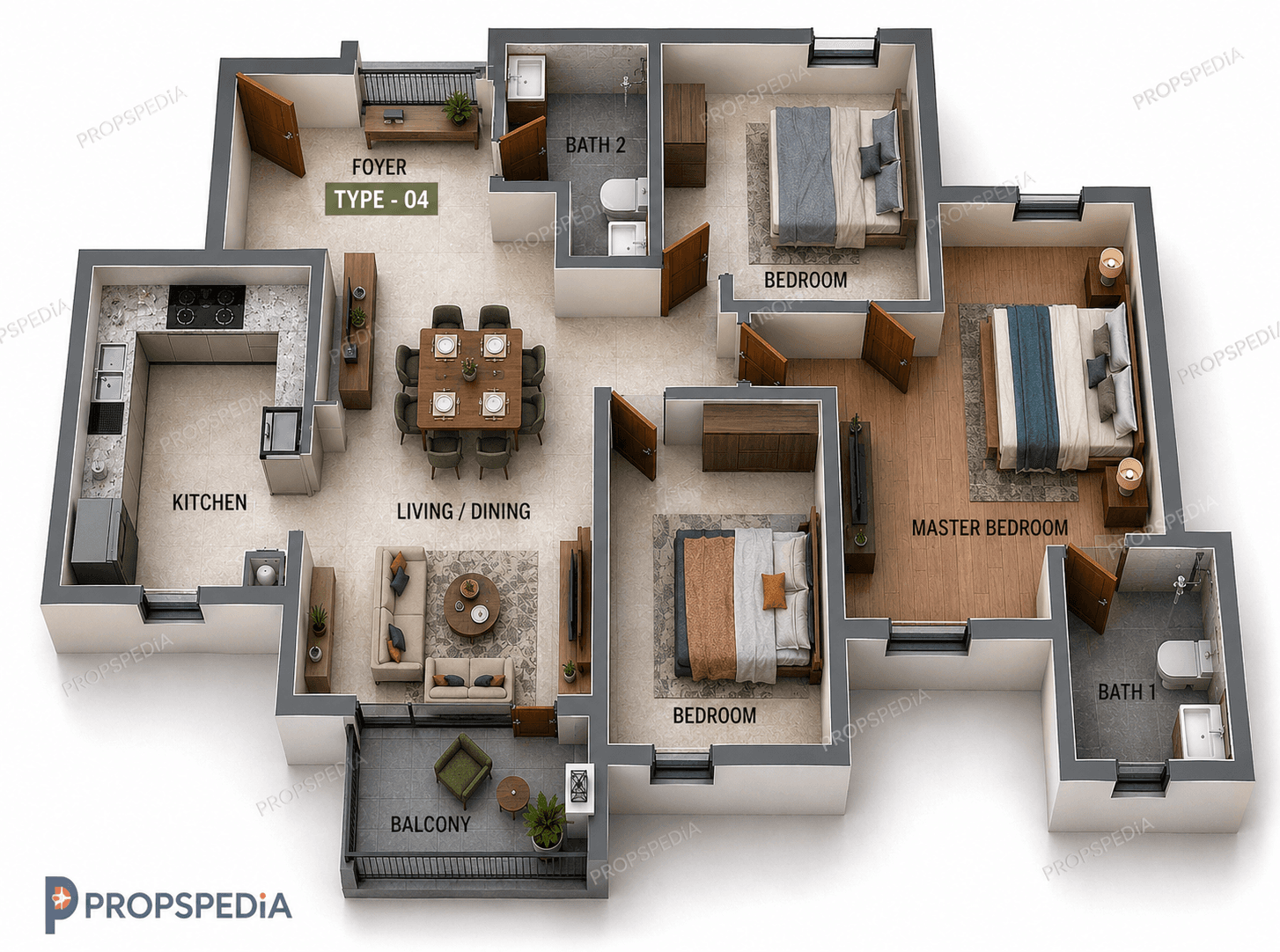 2 BHK Apartment Floor Plan – SIS Florida