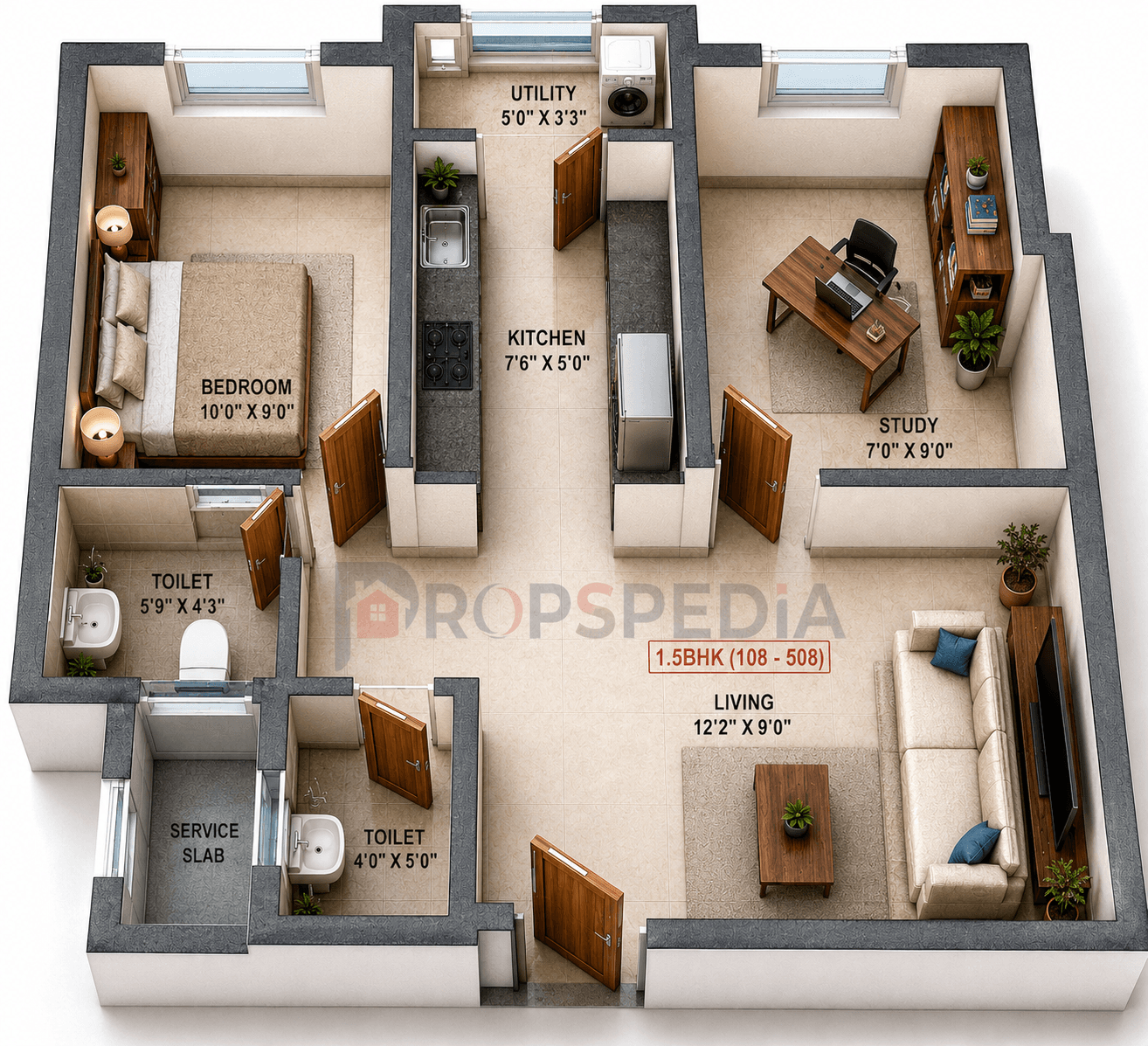 1.5 BHK Apartment Floor Plan – Malles Ahaana | Ready to Move