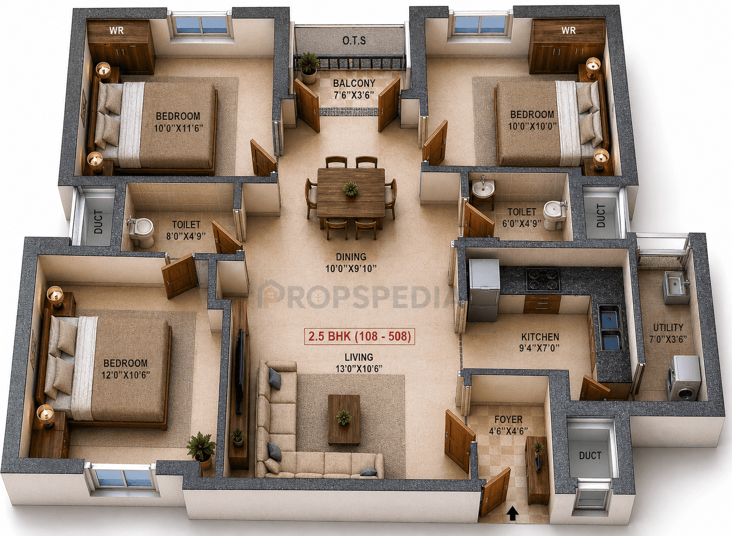 3 BHK Apartment Floor Plan – Malles Ahaana | Ready to Move