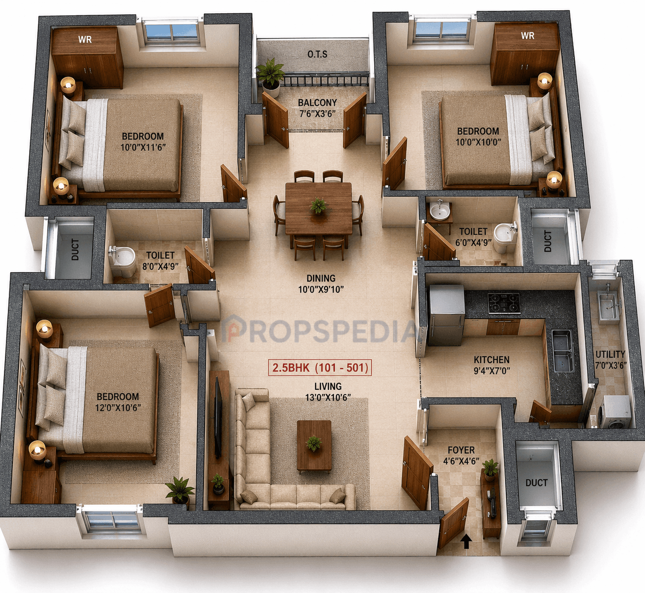 2.5 BHK Apartment Floor Plan – Malles Ahaana | Ready to Move