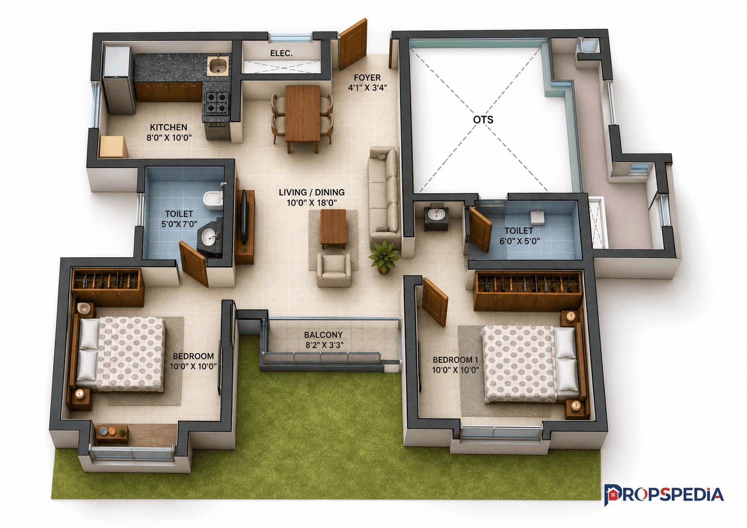 2 BHK Apartment Floor Plan – BSCPL Bollineni Zion