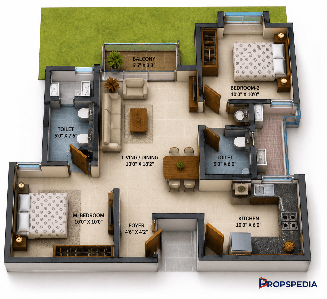 2 BHK Apartment Floor Plan – BSCPL Bollineni Zion